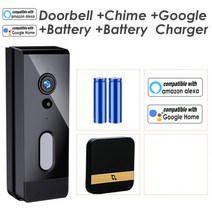 tuya video doorbell wifi 야외 도어 벨 방수 ip65 배터리 인터콤 스마트 홈 google alexa 무선 도어 폰 카메라, 옵션 5, 나는 플러그