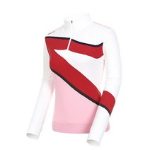 [볼빅골프웨어] [결제할인쿠폰][볼빅] 여성 골프 로고 컬러 블록 반집업 니트 VLKTJA