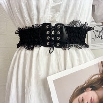 DFMEI 레이스 벨트 여 와이드 밴딩 아웃핏 장식 원피스 스웨터 빈티지 에어로빅 허리끈