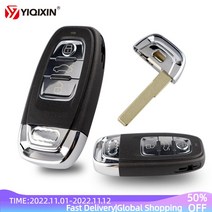 자동차키 스마트키YIQIXIN-스마트 리모트 자동차 키 3 버튼 셸 아우디 A4L Q5 A3 A5 A6 A8 콰트로 Q7 원, 한개옵션0