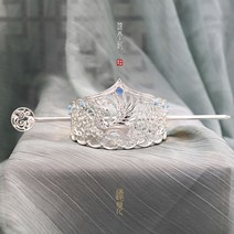 사극 촬영 헤어 장식 비녀 상투관 고풍머리 헤어핀, 골드 및 레드포인트, 1개
