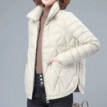 중년 여성 숏 스탠드 카라 집업 다운자켓 경량 누빔 퀄팅 쇼트 경량 두꺼운 웰론 패딩점퍼 엄마옷