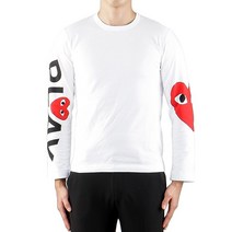 [꼼데가르송] (P1T258 WHITE) 남성 플레이 로고 긴팔 티셔츠 22SS