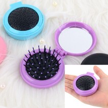 유디씨티 휴대용 접이식 빗거울세트 퍼플 미니손거울 거울브러쉬, 핑크