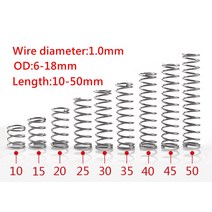 스프링 용수철 쇽 와이어 직경 1.0mm 스테인레스 스틸 마이크로 소형 압축 스프링 OD 길이 ~ 개, 03 20mm_01 1.0mm_12 17mm