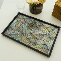 수입 쉘 자개장식 차 트레이 가정용 고급 서빙 쟁반, 드워프 토토 퍼플 쉘 30x20x1.5cm