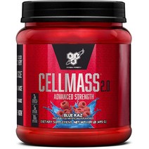 BSN CELLMASS 2.0 운동 후 회복 BCAA 크레아틴 및 글루타민 함유 - 케토 친화적 - 블루 라즈 (25회분), 1개, 기본