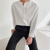 와이샵 / EV 여름 린넨 트임 브이넥 긴팔셔츠 ( 2color )