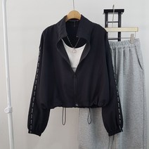 상상그이상 여성용 포닉스 스트링 점퍼 하이넥 얇은 바람막이 테잎 레터링 포인트 밑단 스트링 데일리로 가볍게 입기 좋은 윈드 브레이커 아우터