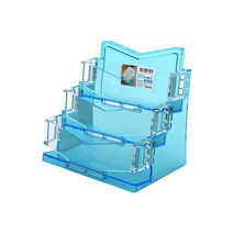 디자인 3단 명함 홀더 꽂이 3종 거치대 케이스 사무실 매장 카페 음식점 부동산 영업, 2개, 파랑