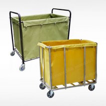 호텔 객실 빨래 바구니 린넨 빨래통 스틸 햄퍼 수거함, 사각 접이식 블루 리넨