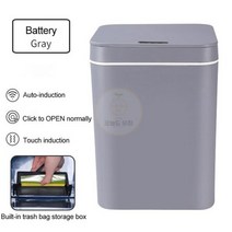 스마트쓰레기통 16L 스마트 유도 쓰레기통 USB 충전 가정 및 주방 터치 센서 봉투 5 롤, China, 02 Gray-Battery_02 16L