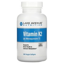 Lake Avenue Nutrition 비타민 K2(메나퀴논-7) 50mcg 식물성 소프트젤 360정
