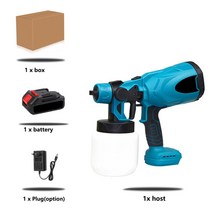 마끼다 호환 배터리 sugaw 800ml 전기 스프레이 건 무선 페인트 분무기 makita 18v 자동 가구 강철 코팅 에어 브러시 183, 배터리 1개, 미국 플러그