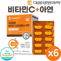 대웅 생명과학 프리미엄 비타민C 1000 플러스 아연 100정 식약처 인증 비타민 C 영양제 VitaminC, 6개