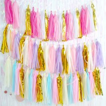 파티장식태슬수술가랜드(20개입) 생일 배너 축하 행사, B.핑크화이트