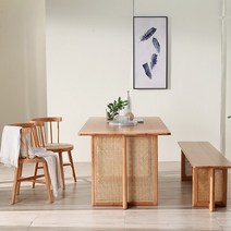 라탄테이블 북유럽 원목 등나무 직조 직사각형 테이블 및 심플 오크 1 4 개의 식탁, 10.B 1.4m