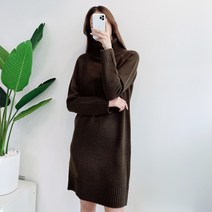 체리 목 폴라 미디 니트원피스