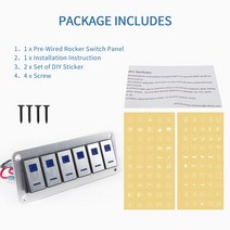 판넬스위치 램프 명판 해양 보트 로커 스위치 패널 2468 갱 led 로커 스위치 패널 키트 12v24v 회로 차단기 듀얼 usb 슬롯 라이트, 04 6 gang silver