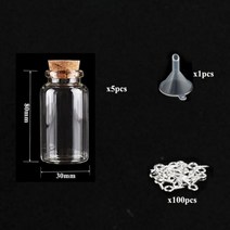 [케이로] 473066 코르크 마개가 있는 소형 미니 유리병 항아리 100 개 아이 나사 및 1 작은 깔때기 DIY 보석 만들기 5-10, [31] 40ml-30x80mm set, 40ml-30x80mm set