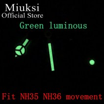 벽시계수리 Miuksi 실버 시계 손 녹색 푸른 빛나는 손에 맞게 NH35 NH36 ETA2824 2836 Miyota8205 8215 821A Mingzhu DG2813 3804