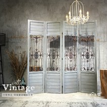 화이트 유색 컬러풀 원목 철제 빈티지 파티션 유럽풍 노르딕 가벽 이동식, D-그레이 2m 높이 한짝