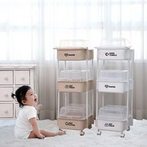 코코맘 국민 기저귀정리함 3단 캡형+스티커1장 SET 이동식트롤리 기저귀보관함 안전한 국내생산, 아기수납스티커_02, 베이지