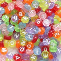 한지붕샵 비즈재료 영어비즈재료팔찌만들기 목걸이만들기, 1팩, 영어비즈블랙네모(100알)