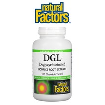 Natural Factors DGL 디지엘 디글리시리진 감초 뿌리 추출물 리코리스 루트 180츄어블
