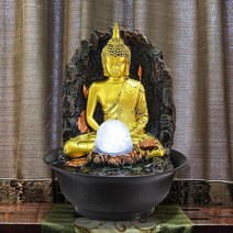 거실 실내 인테리어 분수대 장식품 소품 실내 led 폭포 분수 탁상 분수 homeamp 사무실 장식 부처님 동상 물 흐름 행운 유지, 220v EU 플러그, 18003 진 위안 디