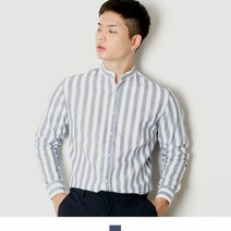 파스텔 셔츠 남자 줄지 네이비 긴팔 차이나카라 봄 스트라이프 패턴 캐주얼 남방