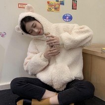 여성 리얼양털 후리스자켓 곰돌이 귀여운 후드 자켓 A354089