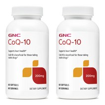GNC CoQ-10 200mg 소프트젤 글루텐 프리 무설탕, 60개입, 2개