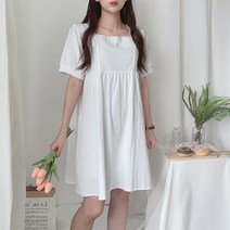 퓨리 스퀘어넥 레이스 반팔 린넨 플라워 자수 미니원피스 (white)