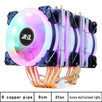 cpu 6 구리 파이프 더블 타워 rgb 라디에이터 쿨러 90mm 3pin 팬 775 1150 1155 1366 1700 am3 am4 x79 2011 pc 방열판, 3 팬, 2-4핀(Lga 1200 1700)