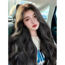 모발 볼륨 리얼 헤어 웨이브 긴 곱슬머리 정수리 U자형 무봉제, 상세 페이지 참고, 내츄럴 블랙 50cm+ 관리 도구