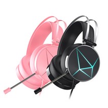다얼유 EH722 USB 7.1 게이밍 유선 헤드셋, 핑크