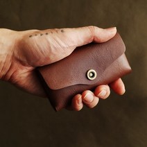 수제 가죽 홀스냅 명함지갑 오일풀업 브라운