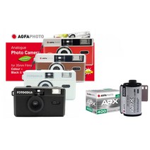 아그파 필름 카메라 APX400흑백필름1롤 세트 다회용 필름카메라 필카 토이카메라 35mm필름, 아그파 카메라 -레드+APX400흑백 1롤