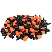 50pcs 조정 가능한 정원 관개 시스템 물을 분무기 미스트 슬라이스 노즐 스프링클러 헤드가 가시 티 커넥터가있는 스프링클러 헤드, 하나, 블랙 & 오렌지