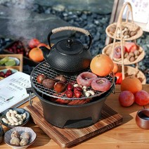 주물 난로 옛날 동계 실내 화덕 고구마 밤 구이, 29cm 논스틱 바베큐 팬