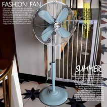 레트로 선풍기 옛날 빈티지 탁상용 메탈 블루 그린 인테리어 선풍기 16인치, G