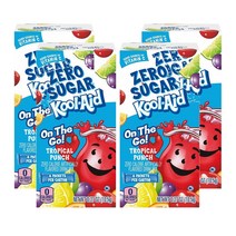 Kool-Aid Tropical Punch 쿨에이드 트로피칼 펀치 제로 슈가 파우더 드링크 믹스 0.37oz 4팩