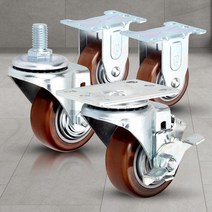 2중 볼베어링 운반 수레 대차 바퀴 3인치 사각대차 카트바퀴 핸드카 DIY 앵글 L카, 1개, 경량용3인치와인색브레이크