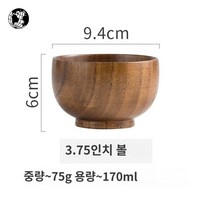 일본 식기 가정식 텐동 돈부리 덮밥 나무 국 밥 그릇, 3.75인치