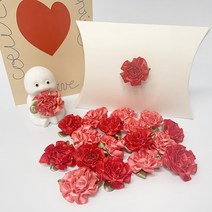 카네이션 리본 파츠 (10개입) 오렌지 레드 석고방향제 꾸미기 선물 포장 데코 DIY 재료 브로치 만들기