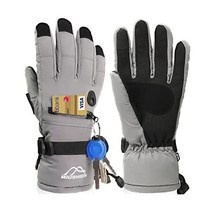 Miushion Ski Snow Gloves for Men & Women Insulated Touchscreen Snowmobile Winter Gloves 3M Thinsul, Grey Style, Large