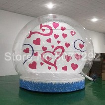 에어로그 공기주입식 팝업 에어텐트2021 새로운 인간 크기 스노우 맨 풍선 스노우 글로브 사진 부스 광고 맞춤형 배경 버블, 3m 직경, 6