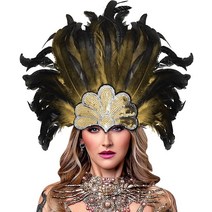 HOMELEX 여성용 블랙 깃털 머리띠 카니발 헤드피스 미인 대회 1920년대 플래퍼 (카키-2), Khaki-2