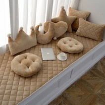 발코니 북유럽 붙박이의자쿠션 등방석 사무실 의자 허리 쿠션, 크리스탈 벨벳 - 카키